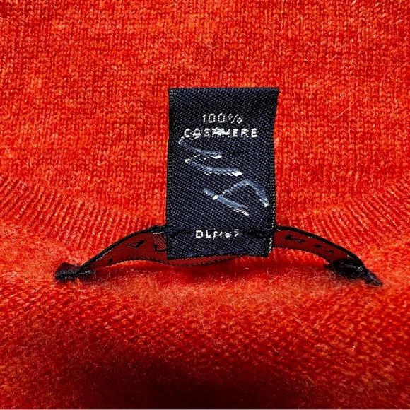 Lands' End Women's Bright Orange Cashmere Crew Neck Sweater, Size Medium - Picture 5 of 6